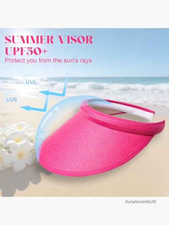 4 Pack Sun Visor Hats for Women Wide Brim Adjustable Headband Sports Golf Tennis main image 7